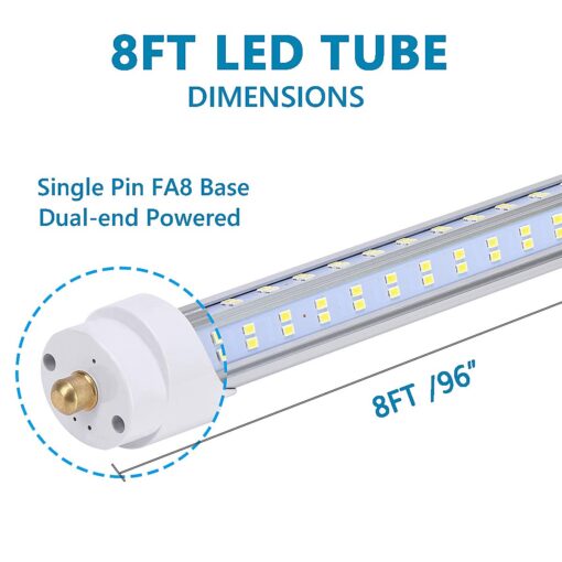 BSK.BESTKA (10-Pack),8 Foot LED Bulbs,120W 19000lm 6000K Cold White, Super Bright, T8 T10 T12 LED Tube Lights, V Shaped 8FT LED Tube Light 270 Angle,FA8 Single Pin LED Lights, Clear Cover - Image 5