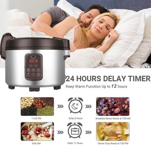 15L Commercial Rice Cooker & Warmer (84 Cup Cooked, 15.8 QT) Smart Large Rice cooker 6 Rice Cook Functions 24-Hr Delay Timer | LED Display | Auto Keep Warm | Non-Stick Inner Pot - Image 4