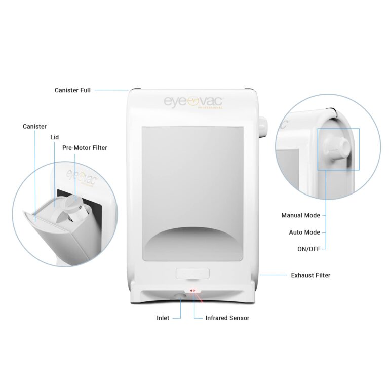 EyeVac Pro Touchless Vacuum Automatic Dustpan - Ultra Fast & Powerful - Great for Sweeping Salon Pet Hair Food Dirt Kitchen, Corded Canister Vacuum, Bagless, Automatic Sensors, 1400 Watt (White) - Image 2