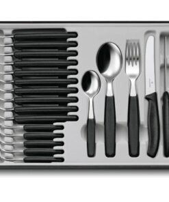 Victorinox Table Set Swiss Classic with Tomato Knife 24 Pieces, Stainless Steel, Black, 30 x 5 x 5 cm