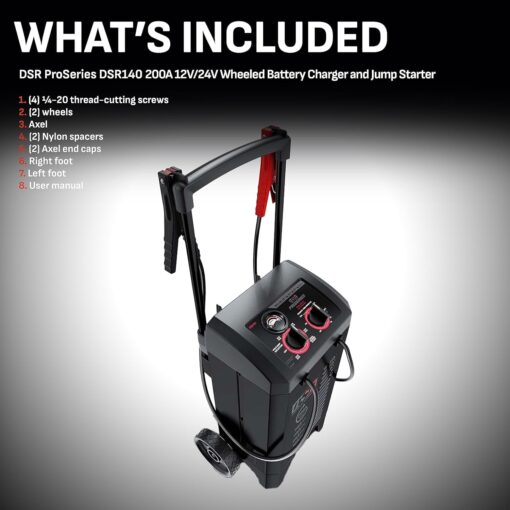Schumacher Electric DSR ProSeries 12V / 24V Battery Charger - Heavy Duty 200A Manual Battery Charger & Jump Starter - Car, Truck & SUV Compatible - 135-Minute Timer & Amperage Control - DSR140 - Image 6