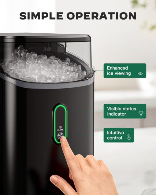 Silonn Nugget Ice Maker Countertop, Pebble Ice Maker with Soft Chewable Ice, One-Click Operation Ice Machine with Self-Cleaning, 34lbs/24H for Home,Kitchen,Office - Image 4