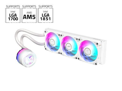 AORUS WATERFORCE X II 360 ICE Liquid CPU Cooler, 360mm Radiator with 3X 120mm Low Noise ARGB Fans, Compatible with Intel LGA1851, LGA1700, and AMD AM5 (GP-AORUS WATERFORCE X II 360 ICE) - Image 3