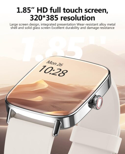 2025 Smart Watches for Women Men, 1.85" AI Voice Smartwatch, 24/7 Heart Rate Monitor, Stress/SpO2/Sleep Tracker, IP68 Waterproof, Weather, 100+ Sports Fitness Tracker for Android iOS Khaki - Image 2