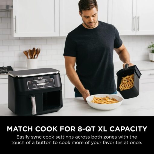 Ninja Foodi 4-in-1 8-Quart 2-Basket Air Fryer with DualZone Technology – Air Fry, Roast, Reheat, Dehydrate; Independent Cooking Zones; Dishwasher Safe - Image 7