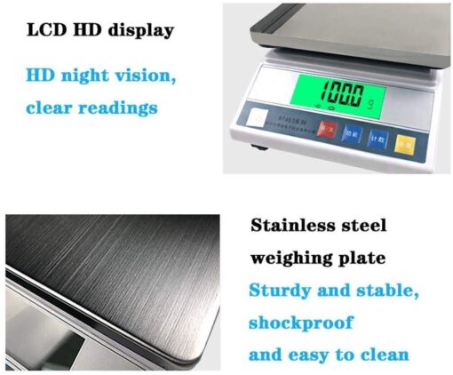 ZOCWJK Digital Scales Food,Kitchen Food Scales Digital Kitchen Weighing Electronic Scales 10kg/1g LCD Backlit for Food Factory Cake House Pharmacy (Onecolor-6kg/0.1g - Image 5