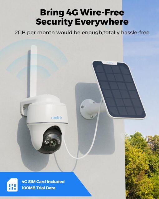 REOLINK 5MP 4G LTE Cellular Security Camera Outdoor, 360° Pan-Tilt, Sim+32GB SD Card Included, Wireless Solar Powered, Color Night Vision, Smart AI Detection, Go PT Plus+Solar Panel, Updated Version - Image 9