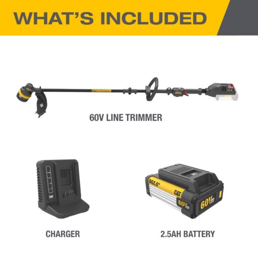 Cat DG610 60V 15” Brushless String Trimmer Cordless with Dual Line Bump Feed Head, Edger with Quick Line Load, Weed Trimmer with ECO Mode for Extended Runtime – Battery & Charger Included - Image 7