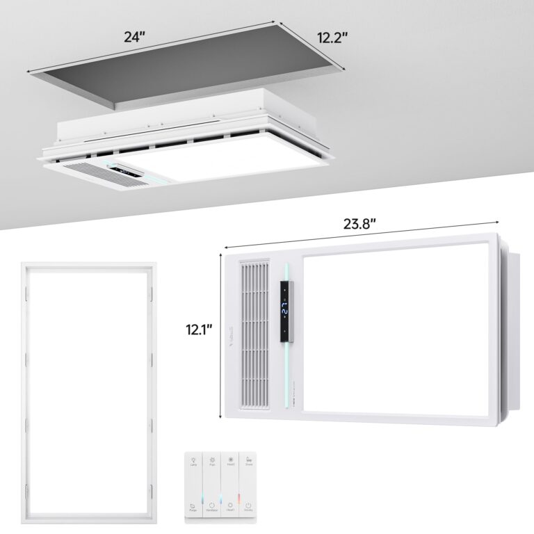 VallisCo Bathroom Exhaust Fan with Light and Heater, 4 in 1 Bathroom Fan with Heater, 1800W Heating Power, Remote Control, Quiet & Powerful for Ventilation, Lighting, Heating, and Drying - Image 4