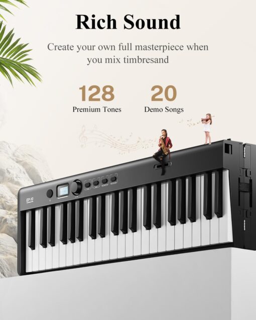 Eastar EP-10 Beginner Foldable Digital Piano 88 Key Full Size Semi Weighted Keyboard, Bluetooth Portable Electric Piano with Piano Bag - Image 7