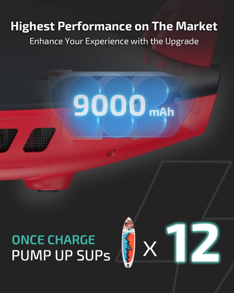 Swonder Seawolf Paddle Board Pump w/ 9000mAh Battery Powered, 2X Faster 20 PSI SUP Electric Air Pump w/Dual Cylinders, Dual Stage, Active Cooling System for Inflatable Paddleboard, Kayak - Image 7