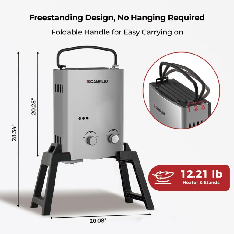 CAMPLUX 1.32 GPM Portable Outdoor Tankless Water Heater Propane Instant Hot Camping Shower Pump w/Freestanding Stand and Carry Bag, AY132GMax, Gray - Image 6