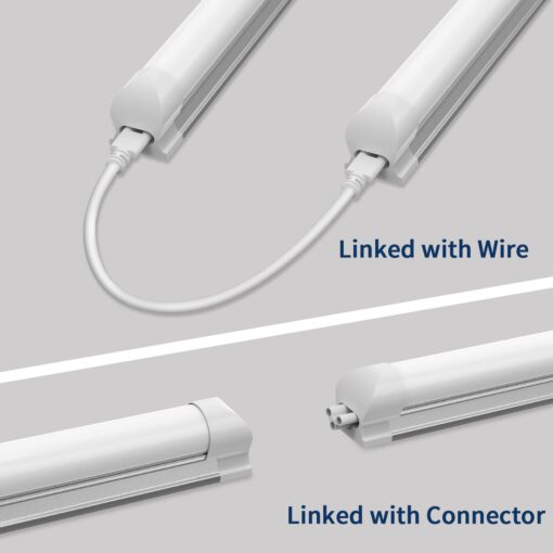 JESLED 8FT LED Shop Lights, 72W 6500K 9000LM Super Bright, 8 Foot Integrated LED Light Fixture, High Output, Frosted Cover, T8 Linkable LED Tube Lights for Garage, Wareshouse, Workshop (6-Pack) - Image 7