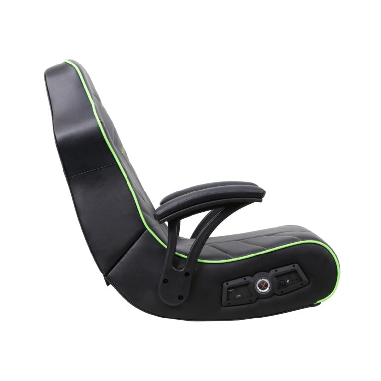X Rocker Limewire Video Gaming Floor Chair with Armrests, Built-In Audio via Wireless Bluetooth, Foldable, Vegan Leather, 300 lbs Max, Amazon Exclusive, Black with Green - Image 7