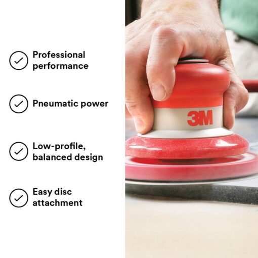 3M Random Orbital Sander – Pneumatic Palm Sander – 5” x 3/16” Diam. Orbit – Stikit Disc Pad – For Wood, Composites, Metal – Original Series, 20317 - Image 4