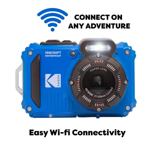 Kodak PIXPRO WPZ2 Rugged Waterproof Shockproof Digital Camera 16MP 4X Optical Zoom 1080P Full HD Video, 2.7 LCD (Blue), 32GB SD Card, Black Compact Camera Case, Floating Strap, Bundle (7 Items) - Image 9