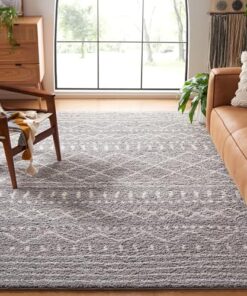 SAFAVIEH Arizona Shag Collection Area Rug - 8' x 10', Grey & Ivory, Moroccan Design, Non-Shedding & Easy Care, 1.6-inch Thick Ideal for High Traffic Areas in Living Room, Bedroom (ASG741G)