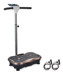 EILISON FIRMHOLD Handle Vibration Plate Exercise Machine for Lymphatic Drainage- Whole Body Workout Vibration Platform 350lbs for Beginners & Recovery, Body Shape Machine for Tonning (Handle Brown)
