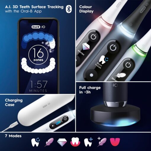 Oral-B iO Series 9 Electric Toothbrush with 4 Brush Heads, Aqua Alabaster - Image 5