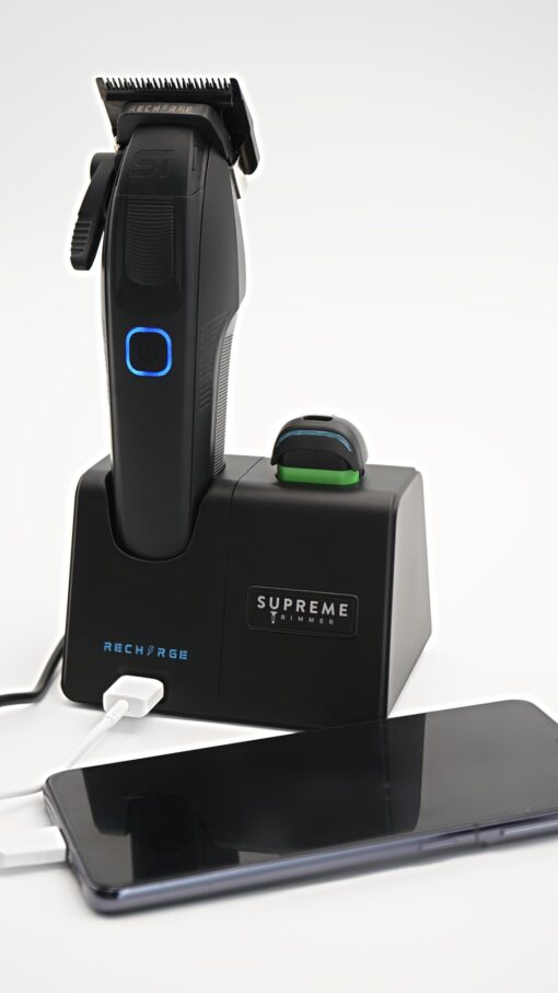 Supreme Trimmer Recharge Clipper - Professional Hair Clipper with 2 Removable Batteries, Brushless Motor, Smart Charge Stand, USB-C Charge & DLC Blades Barbers | STC779 - Image 4
