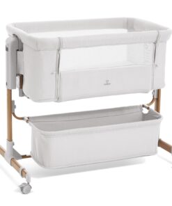 3 in 1 Baby Bassinet, Rocking Bassinet, Bedside Bassinet, 6-Height Adjustable, Bassinet Bedside Sleeper, Bedside Bassient for Baby with Comfy Mattress, Breathable Mesh, Large Storage Basket