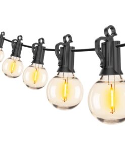 Brightown Led String Lights Outdoor 100Ft Waterproof G40 Patio Lights with 104(4 Spare) Led Shatterproof Bulbs, Led Globe Hanging Lights for Porch Bistro Balcony Backyard Decor, E12 Socket, 2200K