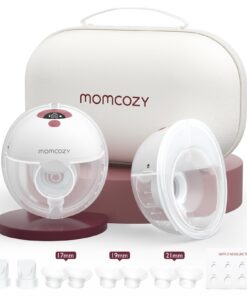 Momcozy Breast Pump Hands Free M5, Wearable Breast Pump of Baby Mouth Double-Sealed Flange with 3 Modes & 9 Levels, Electric Breast Pump Portable - 24mm, 2 Pack Cozy Red