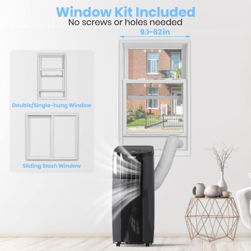 TOSOT 10,200BTU (6,200 BTU SACC) Portable Air Conditioner, Smart Wifi Control, AC Unit with Dehumidifier, Fan, Window Kit for Easy Installation, Cool Rooms Up to 400 Square Feet, Shiny Series - Image 6