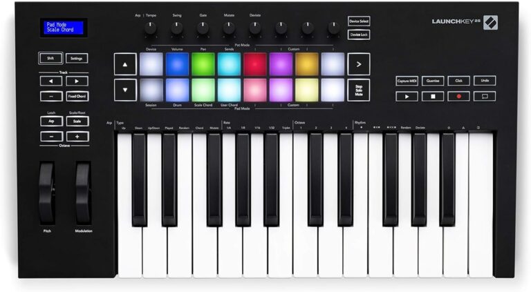 Novation Launchkey 25 [MK3] MIDI Keyboard Controller - Seamless Ableton Live Integration. Chord Mode, Scale Mode, and Arpeggiator — All the software you need for Music Production.