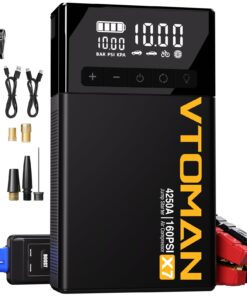 VTOMAN X7 Jump Starter with Air Compressor, 4250A Portable Car Jumper with 160PSI Digital Tire Inflator,12V Lithium Battery Charger Booster Box with Type-C Quick Charge (Up 10L Gas/10L Diesel Engine)