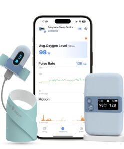 Babytone Baby Sleep Monitor with Base Station- Smart Sleep Sock, Tracking Heart Rate, Avg O2 and Movement, Wearable Baby Oxygen Foot Monitor with Bluetooth and APP, for 0-36 Months Newborn