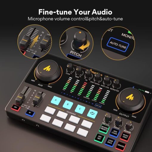 MAONO-MaonoCaster-Podcast Equipment Bundle for 2-includes All-in-one Audio Interface with Premium Mic Preamp, XLR Condenser Microphone, and 3.5MM Mic for Podcast Recording, Streaming, DJ (AME2 Duo) - Image 4