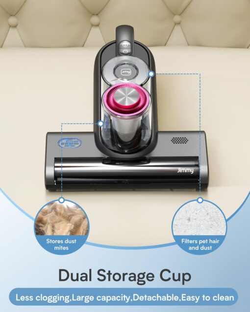 Jimmy Bed Vacuum Cleaner with Dust Sensor, Mattress Vacuum Cleaner with UV Light & Ultrasonic, 15Kpa Suction 420W Handheld Vacuums for Dust & Pet Hair (BX6 Pro, Corded) - Image 5