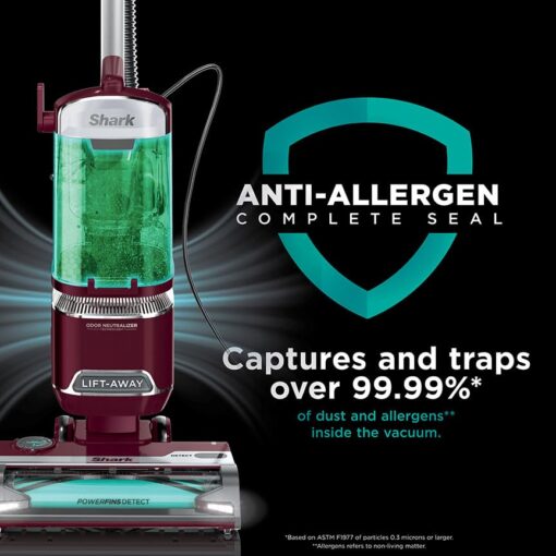 Shark DETECT Lift-Away Corded Upright Vacuum with Detect Technology, Self-Cleaning Brushroll for No Hair Wrap, Anti-Allergen Complete Seal, and Odor Neutralizer Technology, Burgundy, LA492 - Image 5