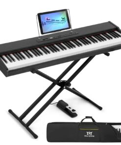 MUSTAR Digital Piano 88 Key Weighted with Stand, 88 Key Semi Weighted Keyboard Piano MEP-900, Portable Electric Piano Keyboard 88 Keys with Bluetooth Connection, Case, Sustain Pedal, MDF, Black