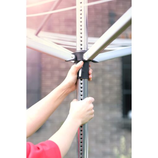Brabantia Lift-O-Matic Outdoor 4 Arm Clothesline (197 ft/Ø 1.8") Height Adjustable, Folding Clothes Drying Rack + Ground Spike & Cover (Gray) - Image 6