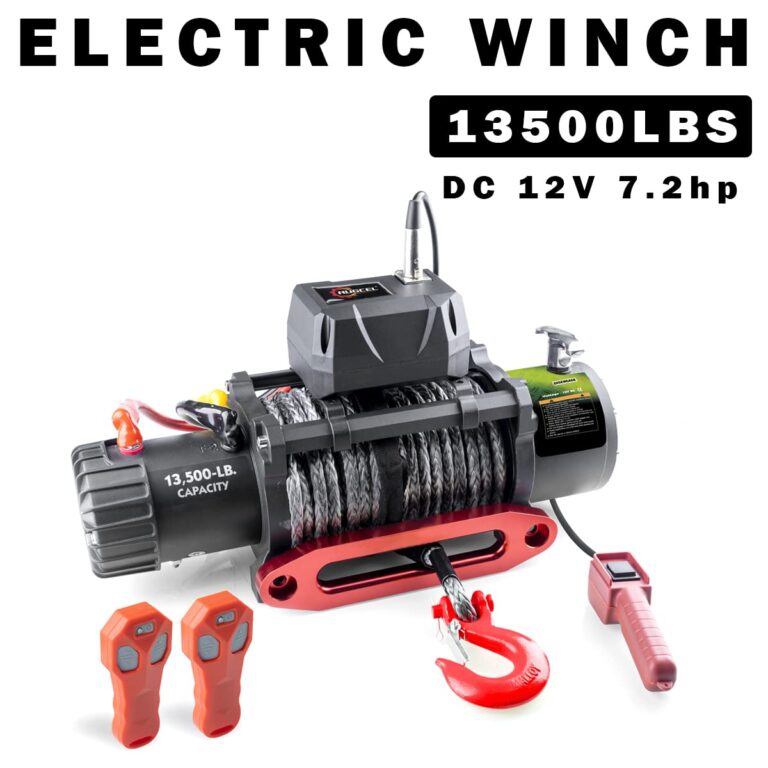 RUGCEL WINCH 13500lb Waterproof Electric Truck Winch 12V Synthetic Black Rope Jeep Winch with Hawse Fairlead,Wired Handle and 2 Wireless Remote,for Trailer and Wrangler in Car Lift - Image 4
