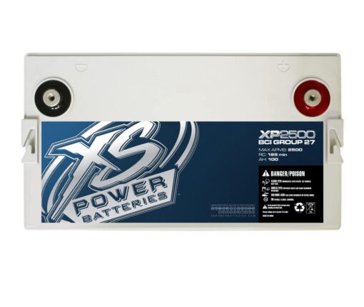 XS Power XP2500 2500 Amp AGM Secondary Battery with M6 Terminal Hardware - 12 Volt 100Ah 2500W Deep Cycle AGM Powercell for Car Audio Stereo Systems - 66 lbs, Maintenance Free, Sealed Design - Image 3
