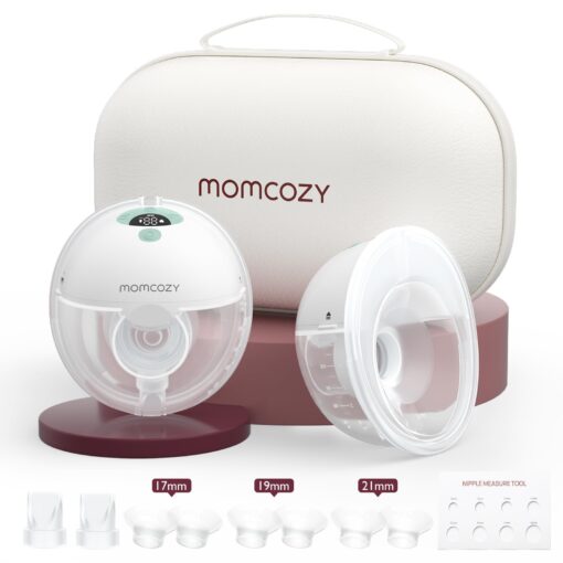 Momcozy M5 Hands-Free Wearable Breast Pump, Double-Sealed Flange for Baby-Like Comfort, 3 Modes & 9 Suction Levels, Portable Electric Pump – 24mm, 2 Pack Mint