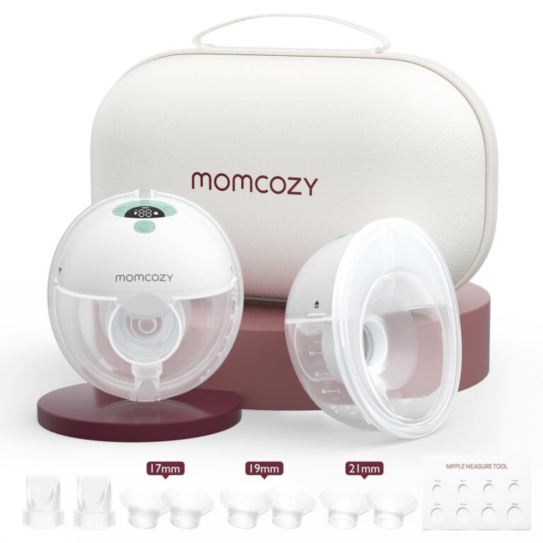 Momcozy M5 Hands-Free Wearable Breast Pump, Double-Sealed Flange for Baby-Like Comfort, 3 Modes & 9 Suction Levels, Portable Electric Pump – 24mm, 2 Pack Mint