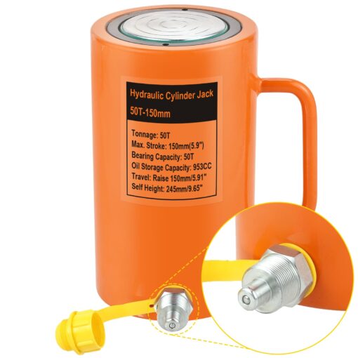 OXMART 50T 6In Hydraulic Cylinder Jack, Stroke Hydraulic Lifting Cylinder 150mm, Oil Storage Capacity 953CC, Hydraulic Ram Cylinder Solid for Power, Chemicals, Steel, Bridges, Shipbuilding, Machinery