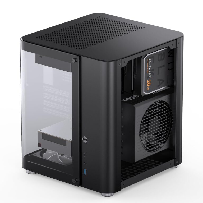 JONSBO TK-1 Black Micro ATX Mini Tower Computer CASE, Hyperboloid Glass Design, Separated Cabinet Structure, Al Alloy Shell Matx Desktop PC Case, Support ATX Power supply/240 AIO, Black - Image 4