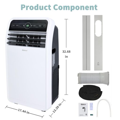 Shinco 12,000 BTU Portable Air Conditioner, Portable AC Unit with Built-in Cool, Dehumidifier&Fan Modes for Room up to 400 sq.ft, with Remote Control, 24 Hour Timer, Installation Kit - Image 2