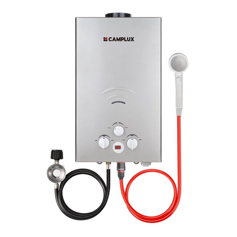 CAMPLUX Tankless Water Heater Propane, 2.64GPM Portable Water Heater for Off Grid, Camping, Outdoor Shower, 68,000 BTU Portable Hot Water Heater, BW264G, Gray