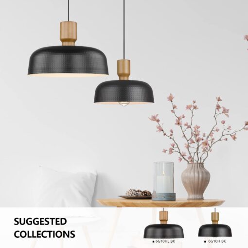 Darkaway Large Industrial Pendant Light Fixtures with Hammered Metal Shade, 2Pack Black 18.1inch Oversized Pendant Lighting for Kitchen Island Hanging Lamp Adjustable Height - Image 6