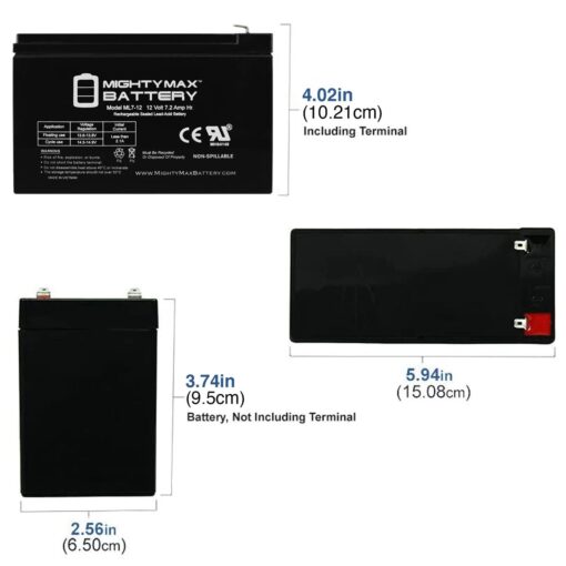 Mighty Max Battery ML7-12 - 12 Volt 7.2 AH SLA Battery - Pack of 10 - Image 6