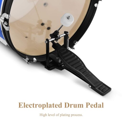 Eastar Drum Set for Kids - 16 inch 5-Piece Drum Kit for Beginners with Adjustable Throne and Cymbal, Pedal & Drumsticks, Metallic Blue (EDS-350MBE) - Image 4