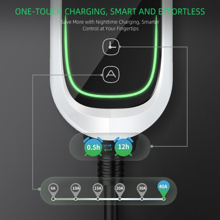 INFGO Level 2 EV Charger, 40 Amp, Portable EV Charger for Home, J1772, 25ft Cable, 240V, Charging Stations with LED Display and Breath Ring Indicator, NEMA14-50 Plug - Image 4