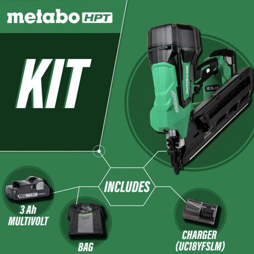 Metabo HPT 18V MultiVolt™ Cordless Framing Nailer Kit | Accepts 2-Inch up to 3-1/2-Inch Clipped & Offset Round Paper Strip Nails | 30 Degree Magazine | NR1890DCS - Image 8