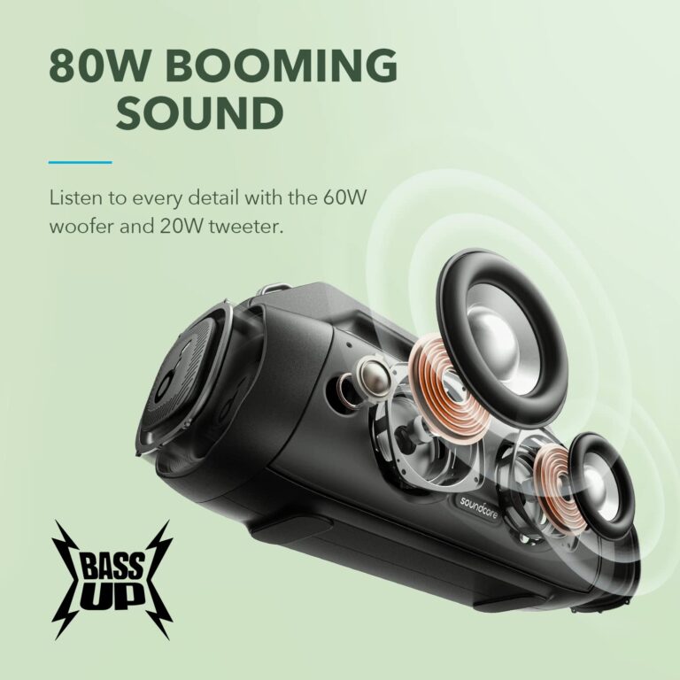 Soundcore Motion Boom Plus by Anker, IP67 Portable Speaker, 80W Stereo Sound, Custom EQ & BassUp, Built-in Power Bank, Waterproof Bluetooth Speaker for Camping, Beach, and Backyard - Image 6
